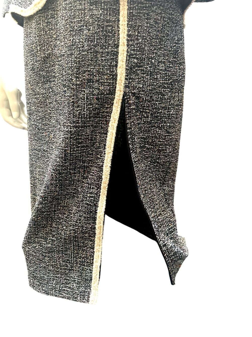 VFShow Size M Black White Tweed Peplum Dress Slim Fit Office City Chic Work Wear - Picture 14 of 16